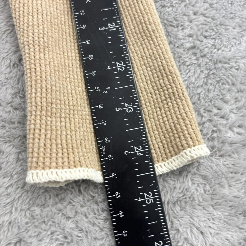 VTG Fitigues Waffle‎ Knit Zip Up Sweater Jacket Womens S Beige Comfy Loungewear - Picture 8 of 14